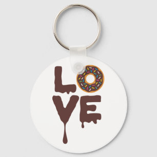 Chocolate Doughnut with Sprinkles Love Keychain
