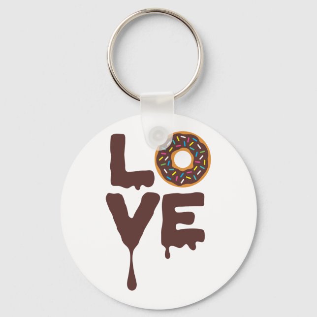 Chocolate Doughnut with Sprinkles Love Keychain (Front)