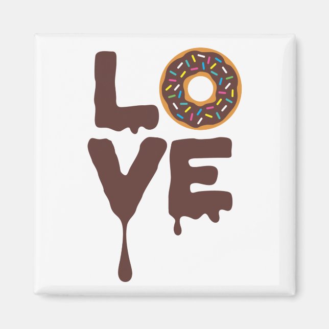 Chocolate Doughnut with Sprinkles Love Magnet (Front)