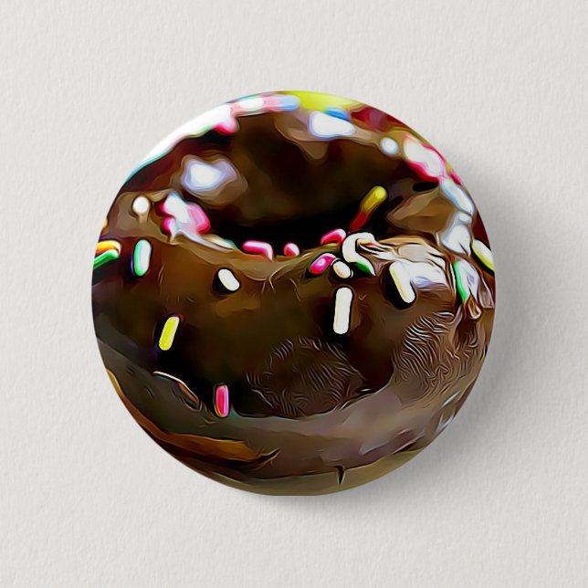 Chocolate Doughnut with Sprinkles Refrigerator 2 Inch Round Button (Front)