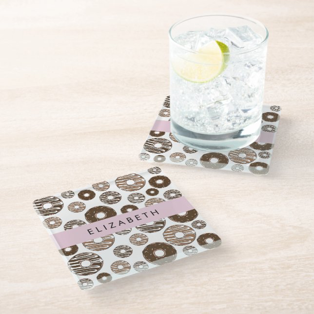 Chocolate Doughnuts, Caramel Doughnuts, Icing, You Glass Coaster (Angled)
