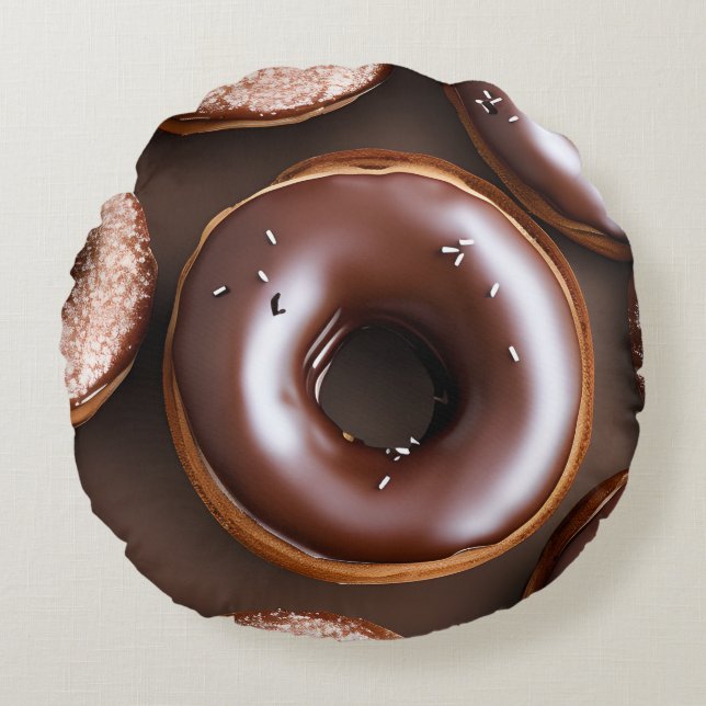 Chocolate Doughnuts with Sprinkles  Round Pillow (Front)