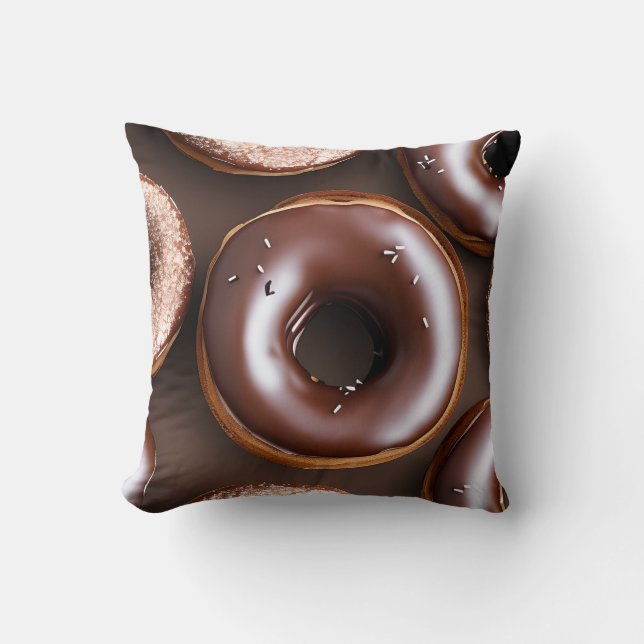 Chocolate Doughnuts with Sprinkles  Throw Pillow (Front)