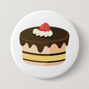 Chocolate Drip Cake with Strawberry 3 Inch Round Button