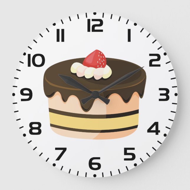 Chocolate Drip Cake with Strawberry Large Clock (Front)