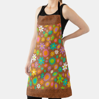 CHOCOLATE EASTER BUNNIES AND COLORFUL FLOWERS APRON