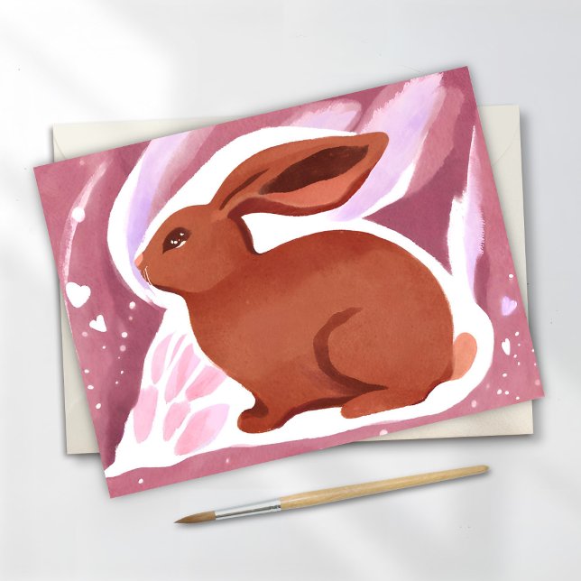 Chocolate Easter Bunny | Cute Pastel Watercolor Holiday Postcard (Creator Uploaded)