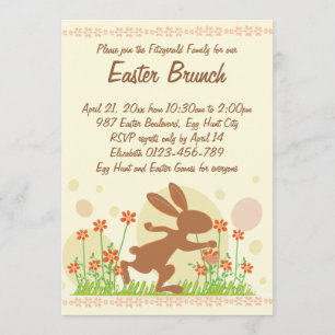 Chocolate Easter Bunny with Flowers Easter Brunch Invitation