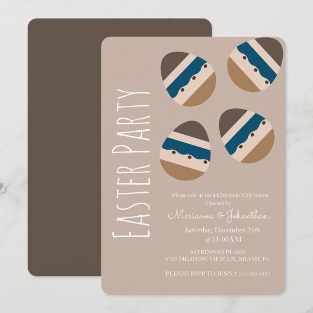Chocolate Easter Eggs Earth Tone Party Invitation (Front/Back)