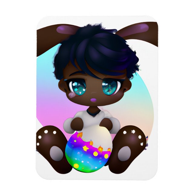 Chocolate Easter Melanin Bunny Baby Rabbit Melanin Magnet (Vertical)