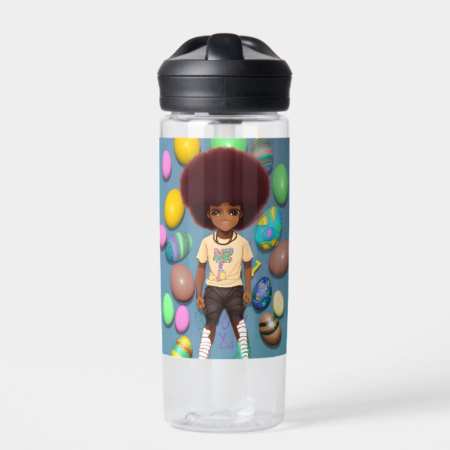 Chocolate Easter Melanin Bunny Baby Rabbit Melanin Water Bottle (Front)