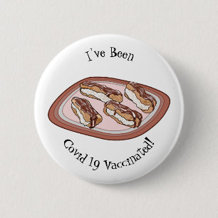 Chocolate eclair cartoon illustration 2 inch round button