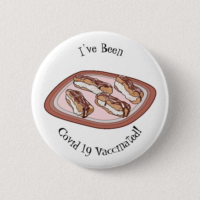Chocolate eclair cartoon illustration 2 inch round button (Front)