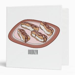 Chocolate eclair cartoon illustration  binder