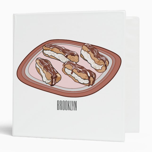 Chocolate eclair cartoon illustration  binder (Front/Inside)