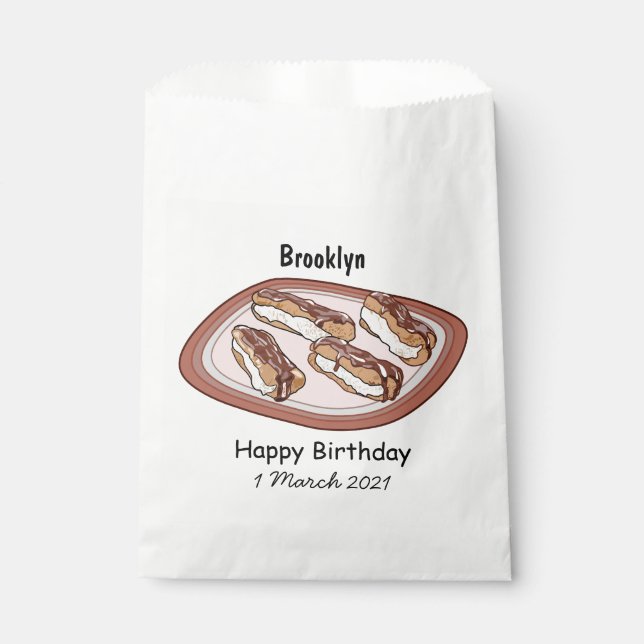 Chocolate eclair cartoon illustration  favour bag (Front)