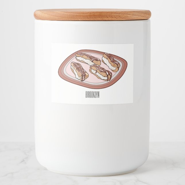 Chocolate eclair cartoon illustration  food label (Front)