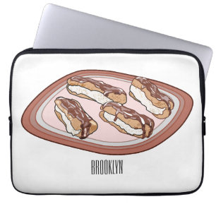 Chocolate eclair cartoon illustration  laptop sleeve