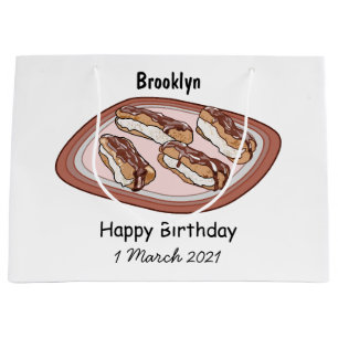 Chocolate eclair cartoon illustration large gift bag