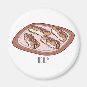 Chocolate eclair cartoon illustration magnet