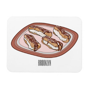 Chocolate eclair cartoon illustration magnet