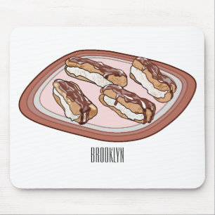 Chocolate eclair cartoon illustration mouse pad
