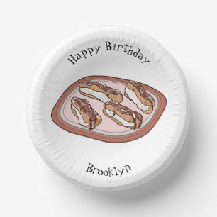Chocolate eclair cartoon illustration paper plate