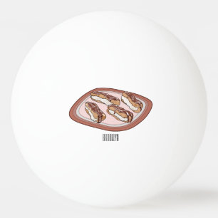 Chocolate eclair cartoon illustration ping pong ball