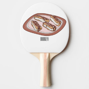 Chocolate eclair cartoon illustration ping pong paddle