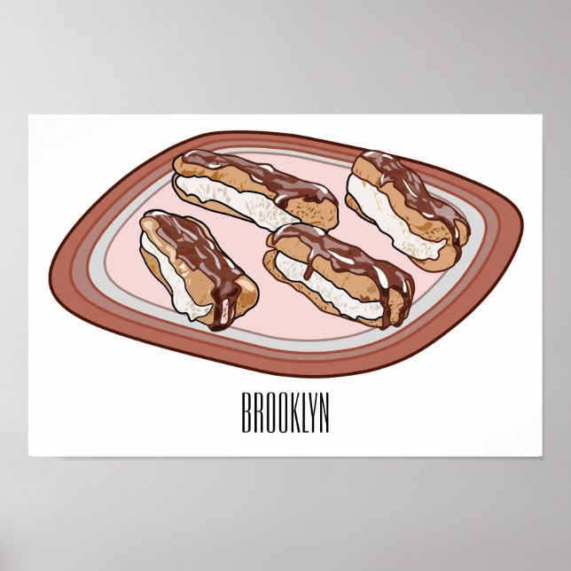 Chocolate eclair cartoon illustration  poster (Front)