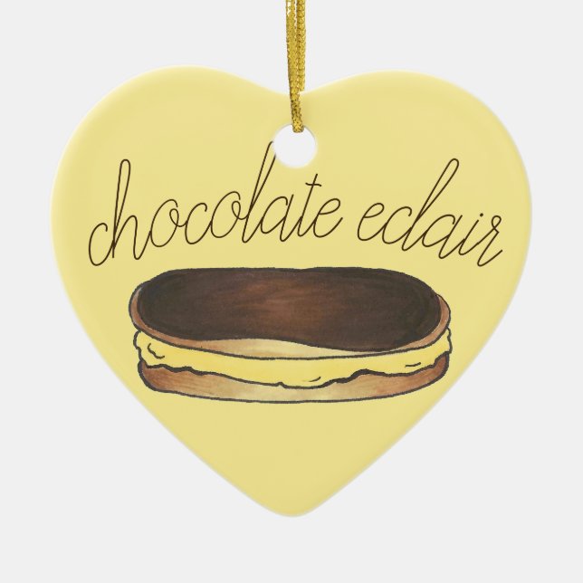 Chocolate Eclair French Bakery Dessert Pastry Ceramic Ornament (Front)