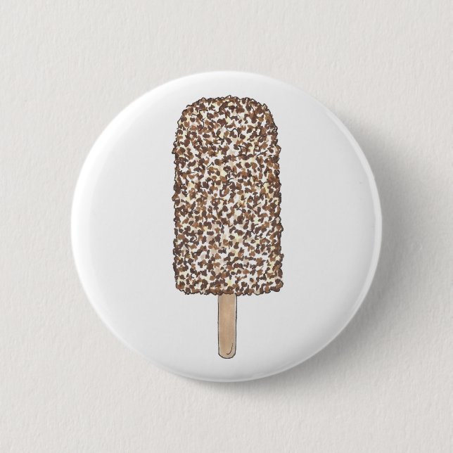 Chocolate Eclair Ice Cream Popsicle Dessert Foodie 2 Inch Round Button (Front)
