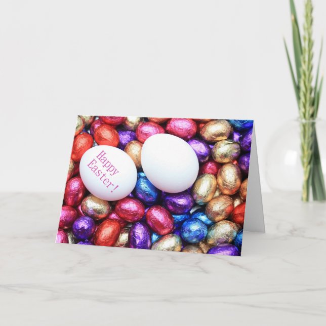 chocolate eggs easter greeting holiday card (Front)