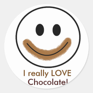 Chocolate Face "I really LOVE Chocolate!" Classic Round Sticker