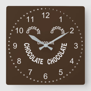 Chocolate Face Text Square Wall Clock