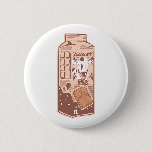 Chocolate flavoured milk carton 2 inch round button (Front)