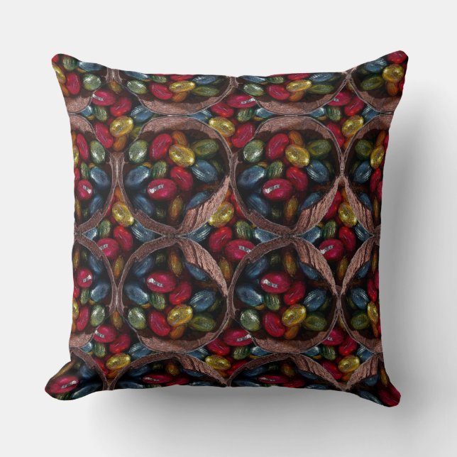 Chocolate Foil Eggs in Coconut Pattern Throw Pillow (Front)