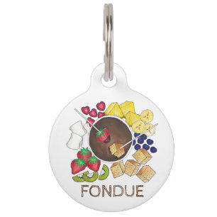 Chocolate Fondue Fruit Cake Marshmallow Dessert Pet Tag