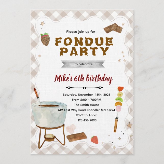 Chocolate Fondue Invitation (Front)