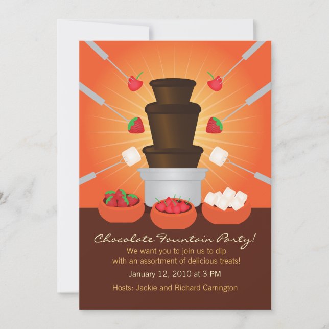 Chocolate Fountain Fondue Party Invitation (Front)