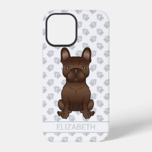 Chocolate French Bulldog / Frenchie Dog & Name iPhone 12 Case
