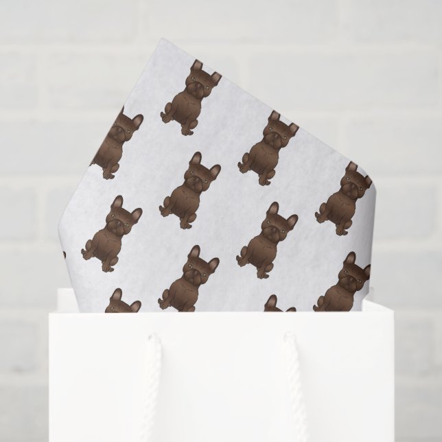 Chocolate French Bulldog / Frenchie Dog Pattern Tissue Paper (Gift Bag)