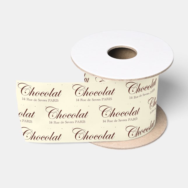 Chocolate French Chocolat Script Paris Ribbon Satin Ribbon (Spool)
