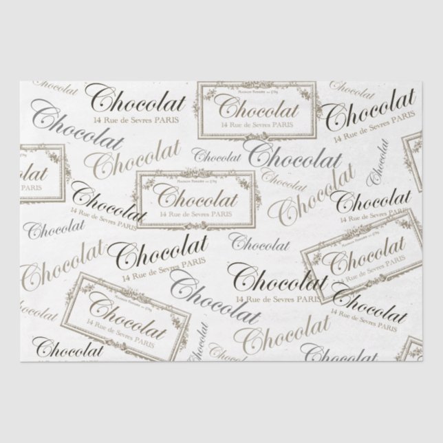 Chocolate French Vintage Collage Decoupage Tissue Paper (Front)