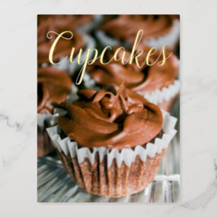 Chocolate Frosted Cupcakes foil Title Postcard