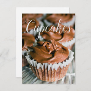 Chocolate Frosted Cupcakes Food Photo Blank Back Postcard