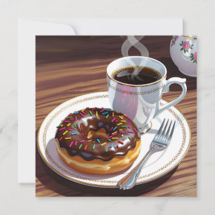 Chocolate Frosted Donut and Coffee