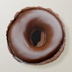 Chocolate Frosted Donut and Sprinkles Round Pillow