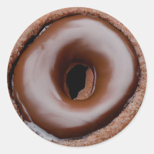 Chocolate Frosted Doughnut Classic Round Sticker