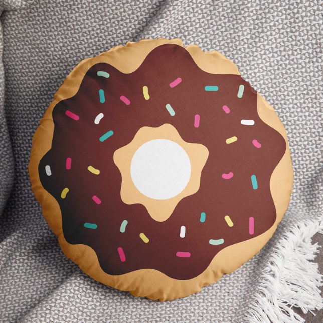 Chocolate Frosted Sprinkles Doughnut Round Pillow (Creator Uploaded)